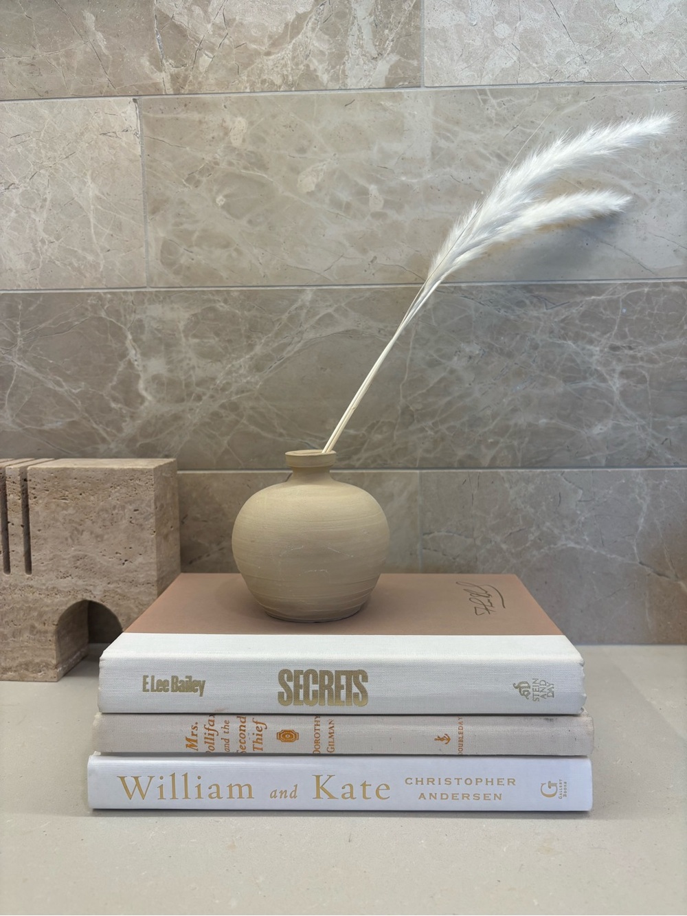 Neutral Beige Decorative Book-stack x 3 - Minimalist Home Accent